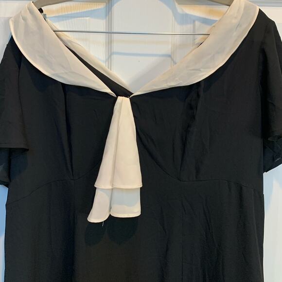 Unique Vintage 1920s Gatsby Flapper Dress Black and Cream Sz XS #32 - Picture 4 of 6